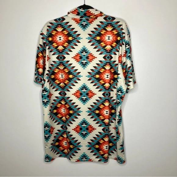 NWT BAD BIRDIE Polo Cortez Aztec Southwestern Golf Shirt XL - Picture 2 of 5